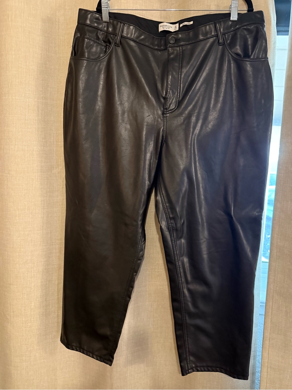 Abercrombie & Fitch Black Relaxed Faux Leather Jeans